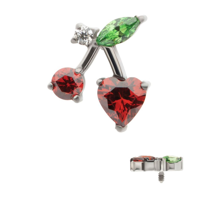 Invictus Titanium Internally Threaded Prong Set Multi Gem Cherry Top