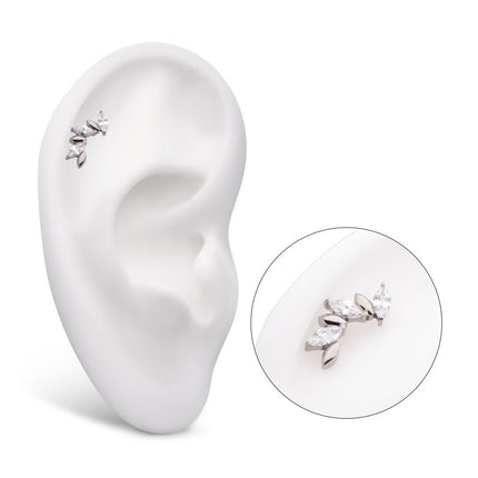 Invictus Titanium Internally Threaded Oscillating Marquise CZ Gem 6-Cluster Top