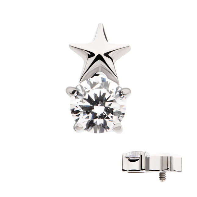 Invictus Titanium Internally Threaded Star with Prong Set Round CZ Top