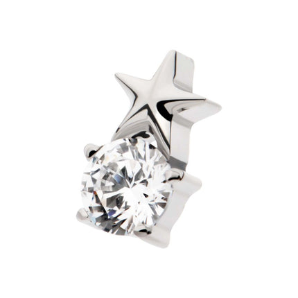 Invictus Titanium Internally Threaded Star with Prong Set Round CZ Top