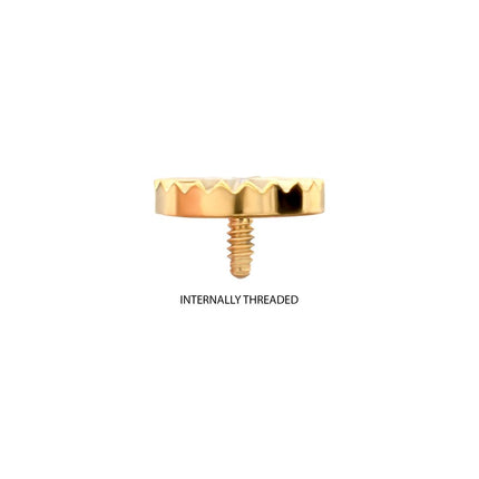 Invictus 24kt Gold PVD Titanium Internally Threaded Radiant Corrugated Round Top