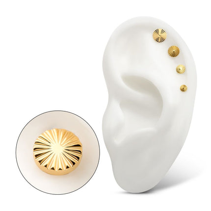 Invictus 24kt Gold PVD Titanium Internally Threaded Radiant Corrugated Round Top