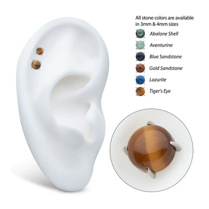 Invictus Titanium Internally Threaded 4-Prong Round Natural Stone Top