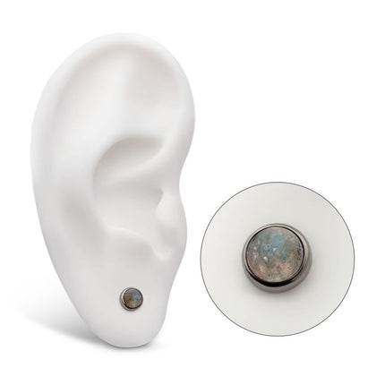 Invictus Titanium Internally Threaded Bezel Set Natural Labradorite Stone Top