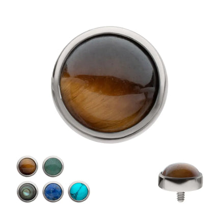 Invictus Titanium Internally Threaded Bezel Set Round Natural Stone Top