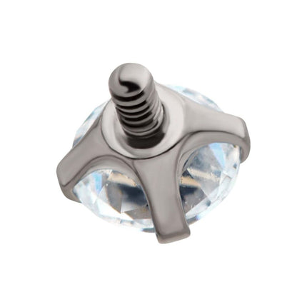 Invictus 14g Low Profile Titanium Internally Threaded with Prong Set Round 3A/5A CZ Top