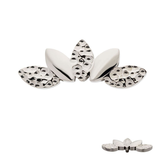 Invictus Titanium Internally Threaded Hammered Marquise Cluster Fan Shape Top
