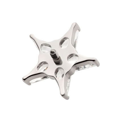 Invictus Titanium Internally Threaded Star Top with 5 Prong Set Kite Shape Clear CZ