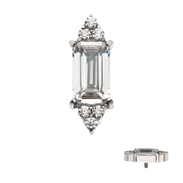 Invictus Titanium Internally Threaded Pronged Baguette & Round CZ 7-Cluster Top