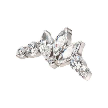 Invictus Titanium Internally Threaded Crown Shape Top with Clustered Prong Set Round & Marquise CZ