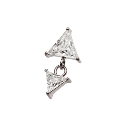 Invictus Titanium Internally Threaded Double Triangle Prong Set CZ Dangle Top