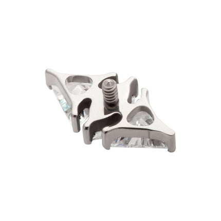 Invictus Titanium Internally Threaded 3 Cluster Top with Prong Set Marquise & Triangle CZ