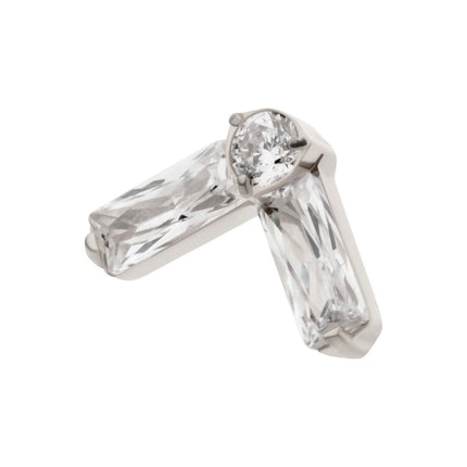 Invictus Titanium Internally Threaded Prong Set Baguette & Round CZ Chevron Shape Top