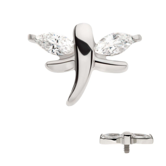 Invictus Titanium Internally Threaded Prong Set Marquise CZ Dragonfly Top