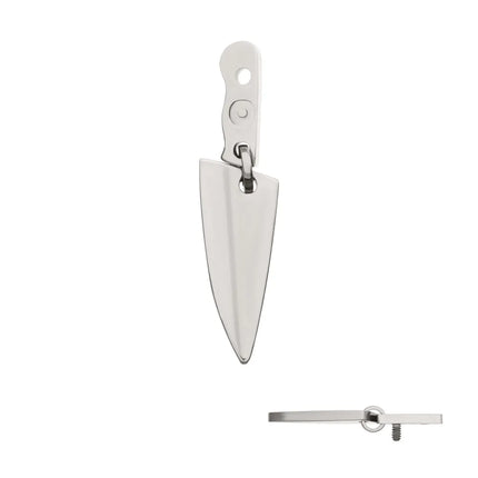 Invictus Titanium Internally Threaded Knife Top with Bottom Blade Dangle