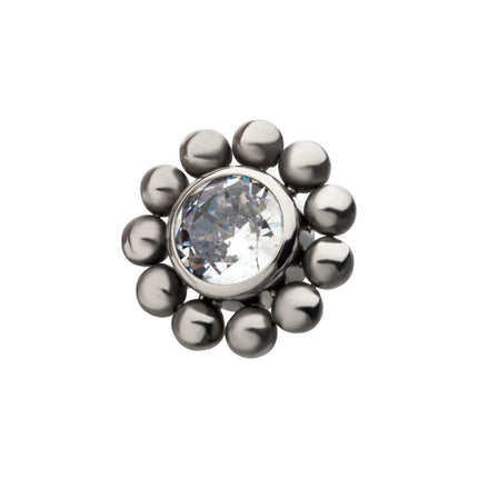 Invictus Titanium Internally Threaded 11-Bead Bezel Set CZ / Synthetic Opal Top
