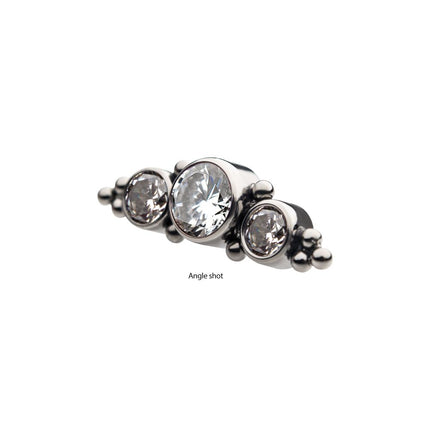 Invictus Titanium Internally Threaded 3-Bezel Set Synthetic Opal/AAA Gem/Swarovski Zirconia & Beads Cluster Top