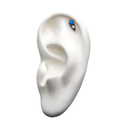 Invictus Titanium Internally Threaded 2-Bezel Set Synthetic Opal/AAA Gem/Swarovski Zirconia & Beads Cluster Top
