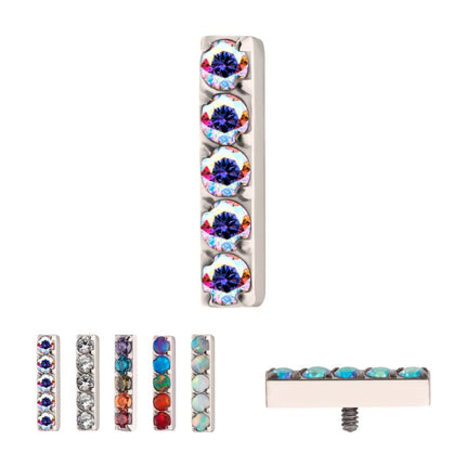 Invictus Titanium Internally Threaded Prong Set Crystal/CZ/Opal 5-Cluster Bar Top