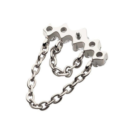 Invictus Titanium Internally Threaded 5-Cluster Round AAA CZ Top with 2 Tier Dangle Chain
