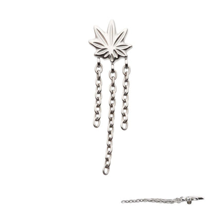 Invictus Titanium Internally Threaded Pot Leaf Top with 3 Dangle Chains