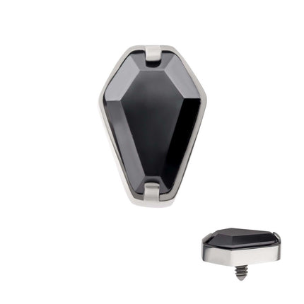 Invictus Titanium Internally Threaded with Prong Set Black CZ Coffin Top