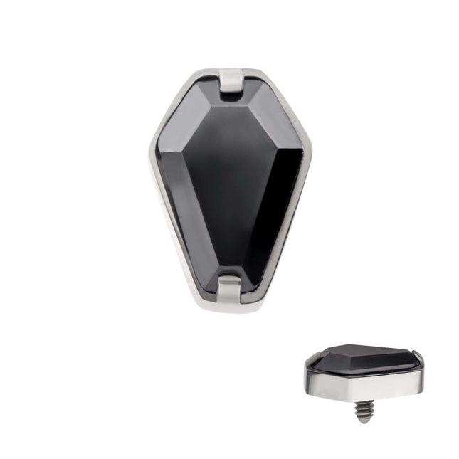 Invictus Titanium Internally Threaded with Prong Set Black CZ Coffin Top