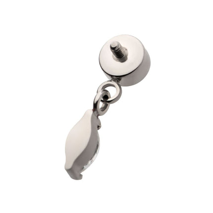 Invictus Titanium Internally Threaded Round CZ with Dangle Marquise CZ Top