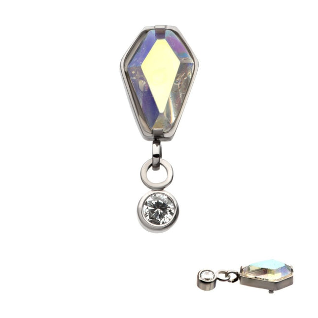 Invictus Titanium Internally Threaded Dangle Bezel Round & Coffin CZ Top