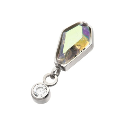 Invictus Titanium Internally Threaded Dangle Bezel Round & Coffin CZ Top