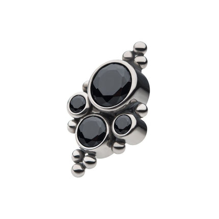 Invictus Titanium Internally Threaded with 4 Bezel Set AAA CZ/Swarovski Zirconia & Beads Cluster Top