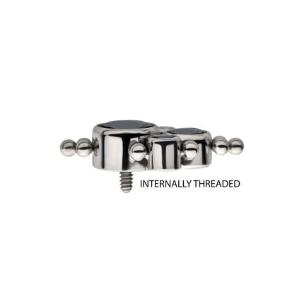 Invictus Titanium Internally Threaded with 4 Bezel Set AAA CZ/Swarovski Zirconia & Beads Cluster Top