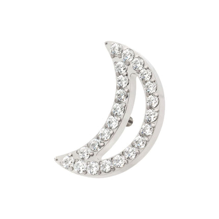 Invictus Titanium Internally Threaded Cut Out Crescent Moon Top with Pave Set Clustered CZ