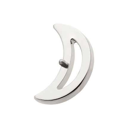 Invictus Titanium Internally Threaded Cut Out Crescent Moon Top with Pave Set Clustered CZ