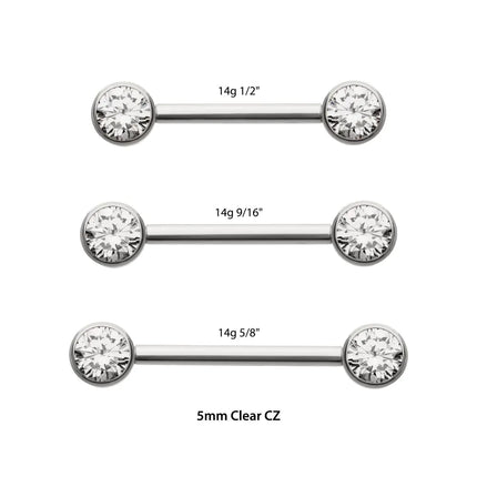 Invictus Titanium Internally Threaded Bezel Set Gem End Nipple Barbell