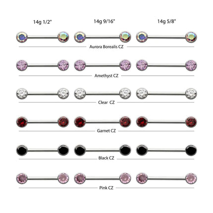 Invictus Titanium Internally Threaded Bezel Set Gem End Nipple Barbell