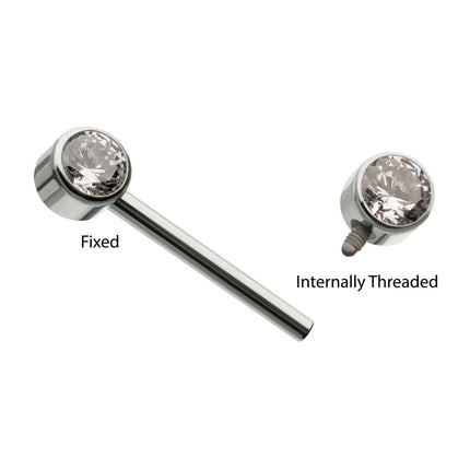 Invictus Titanium Internally Threaded Bezel Set Gem End Nipple Barbell