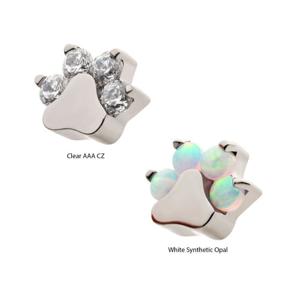 Invictus Titanium Internally Threaded with Opal/CZ 4-Cluster Paw Top