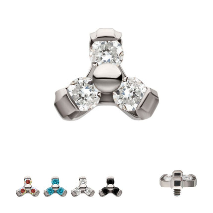 Invictus Titanium Internally Threaded Petite Trinity Top with 1.2mm Prong Set Gem