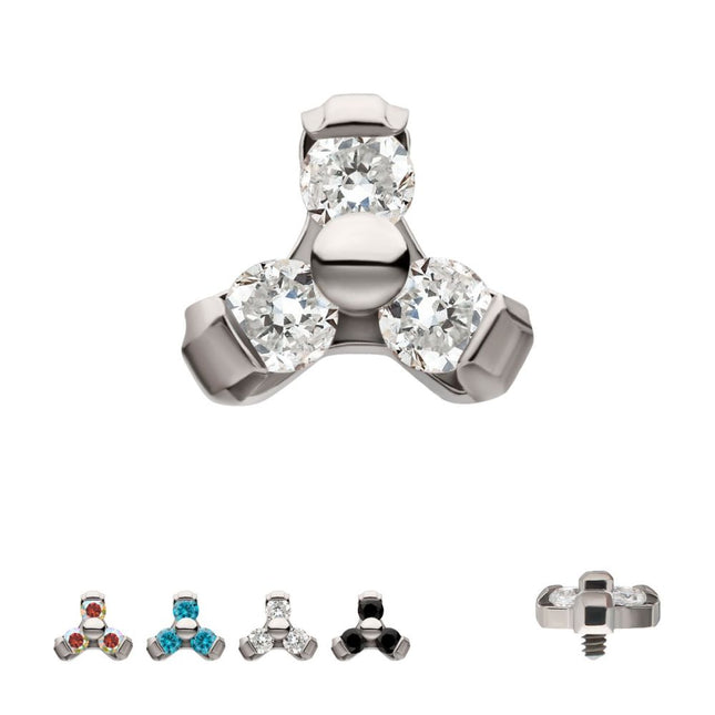 Invictus Titanium Internally Threaded Petite Trinity Top with 1.2mm Prong Set Gem