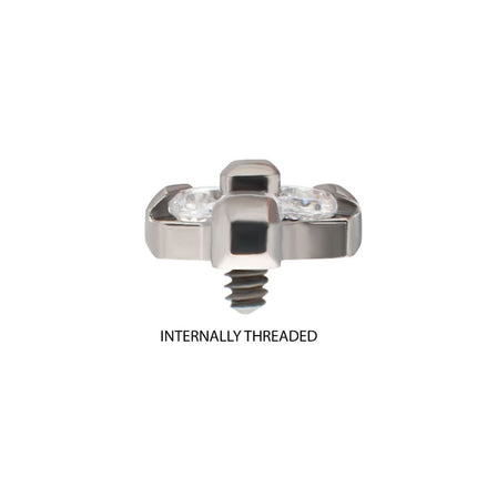 Invictus Titanium Internally Threaded Petite Trinity Top with 1.2mm Prong Set Gem