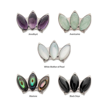 Invictus Titanium Threadless with Prong Set 3-Cluster Marquise Stones Fan Shape Top