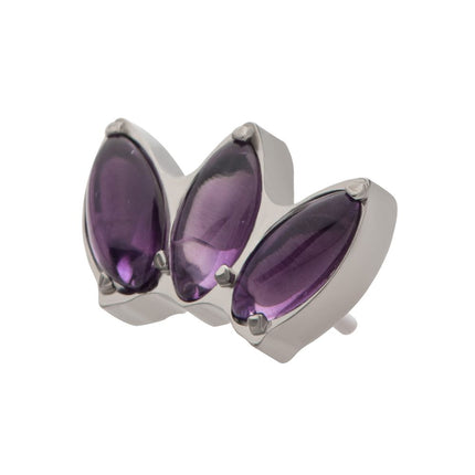 Invictus Titanium Threadless with Prong Set 3-Cluster Marquise Stones Fan Shape Top
