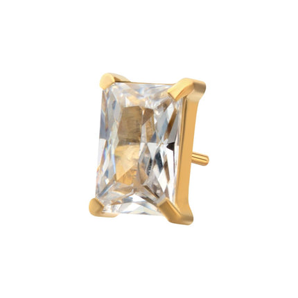 Invictus 24Kt Gold PVD Titanium Threadless "Luxe Baguette" Prong Set Gem Top