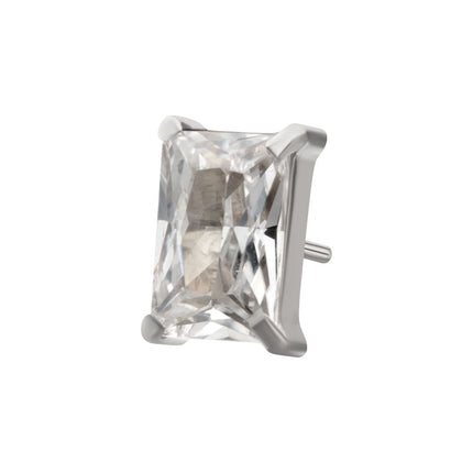 Invictus Titanium Threadless "Luxe Baguette" Prong Set Gem Top