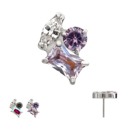 Invictus Titanium Threadless "Harmony Cluster" Prong Set Gem Top