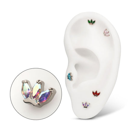 Invictus Titanium Threadless Prong Set 3-Marquise Gem Fan Cluster Top