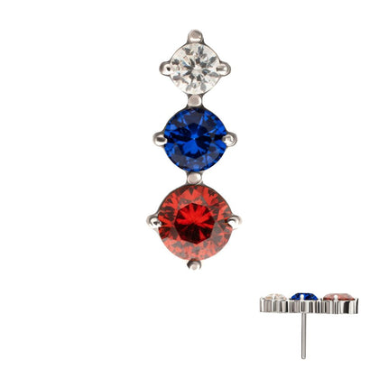 Invictus Titanium Threadless Triple Cluster Prong Set Gem Top