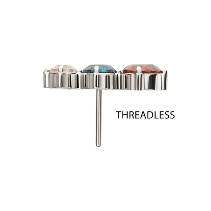 Invictus Titanium Threadless Triple Cluster Prong Set Gem Top