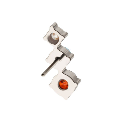 Invictus Titanium Threadless Triple Cluster Prong Set Gem Top